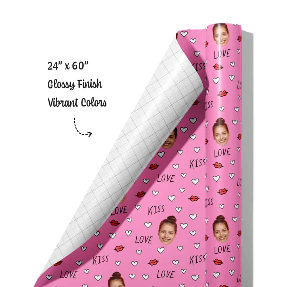 White Hearts Wrapping Paper Roll