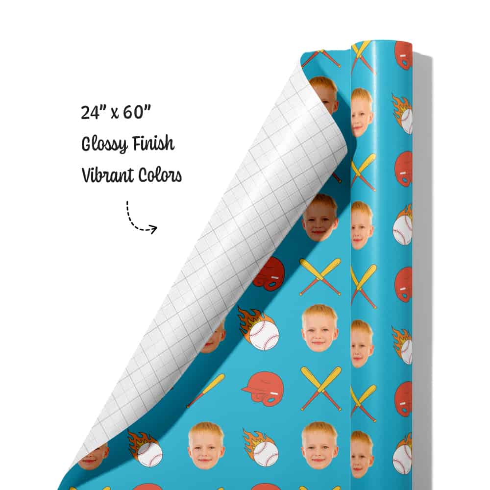 baseball wrapping paper roll