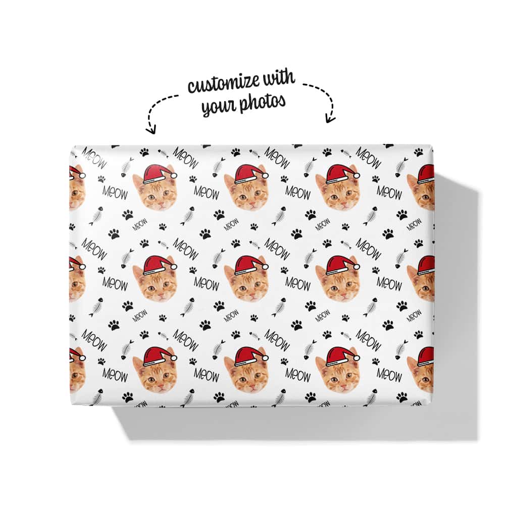 cat christmas wrapping paper box