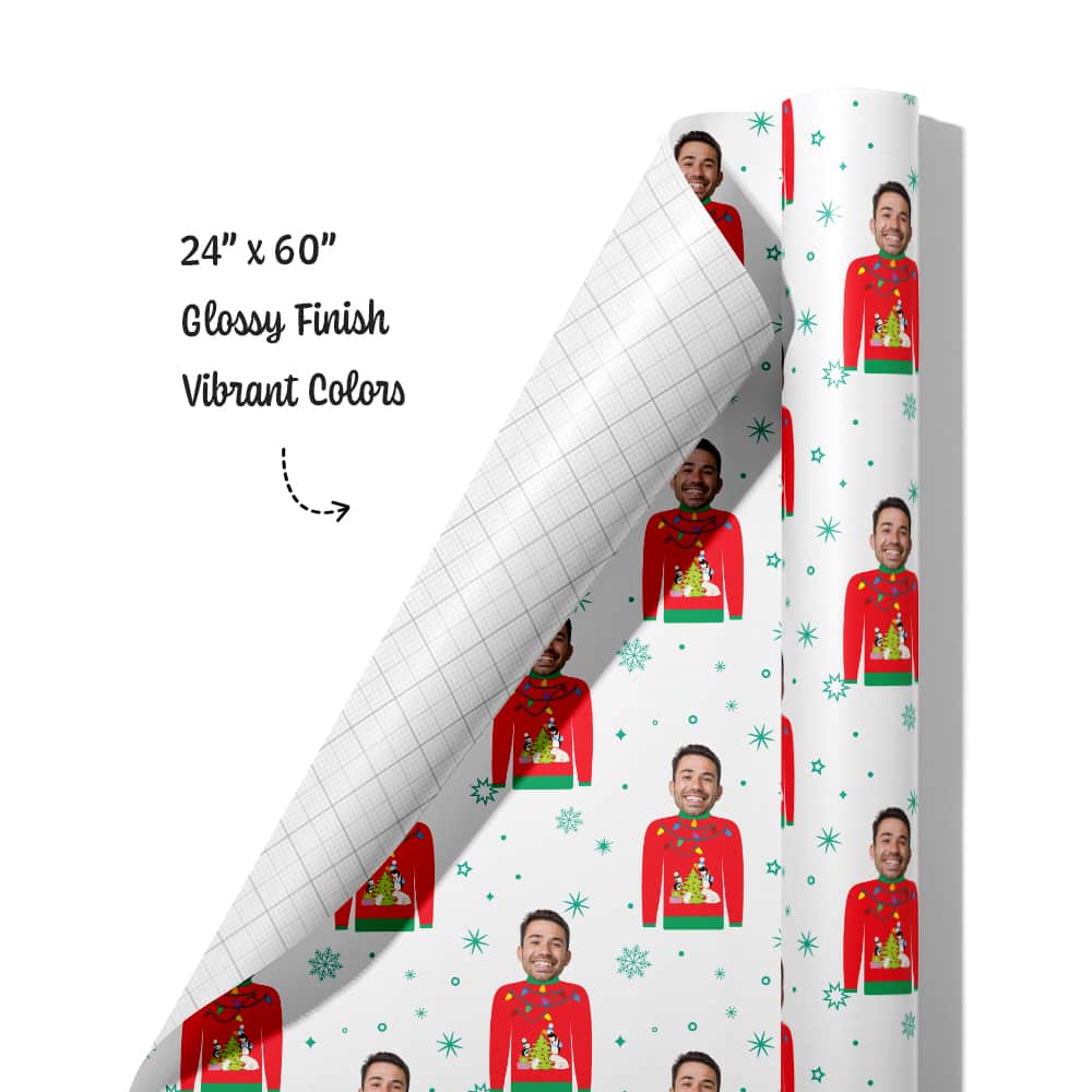 christmas sweater wrapping paper roll