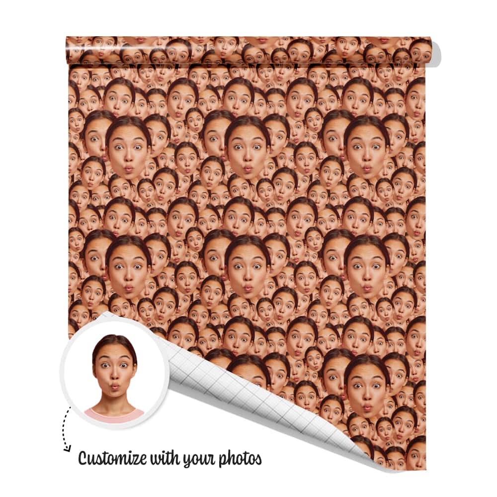 face on wrapping paper